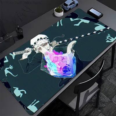 Tapis de souris ONE PIECE Trafalgar D Water Law, grand tapis de souris en caoutchouc, tapis de souris antidérapant pour gamer, sous-main PC, tapis de souris anime