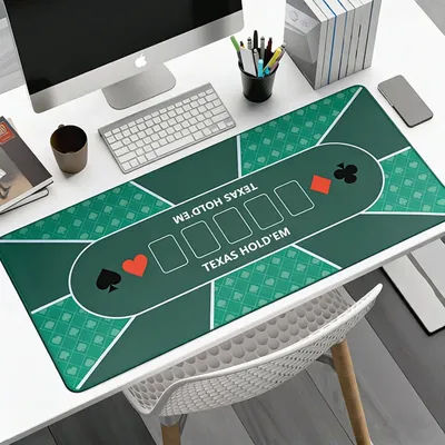 Tapis de jeu de poker Texas Hold'em en caoutchouc grand format, tapis de bureau antidérapant, surface durable, tapis de souris et de clavier pour le bureau