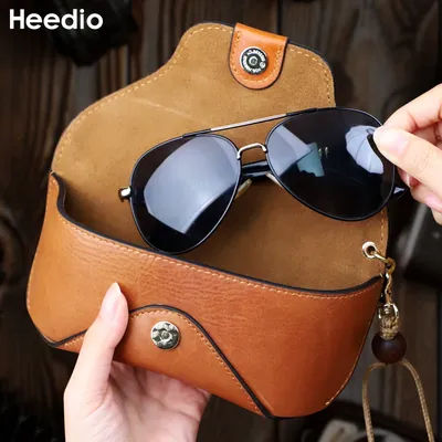Sac à lunettes en cuir véritable pour lunettes, étui à lunettes causal fait à la main de haute qualité, pochette de protection pour lunettes de soleil
