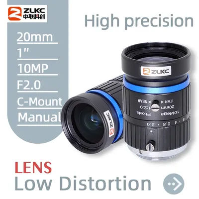 ZLKC-Machine de surveillance à distance focale, 10MP HD, 1 pouce, capteur d'ouverture F2.0, Iris manuel, 20mm, partenaires, Vision C Mount, 10.0 mégapFête els FA