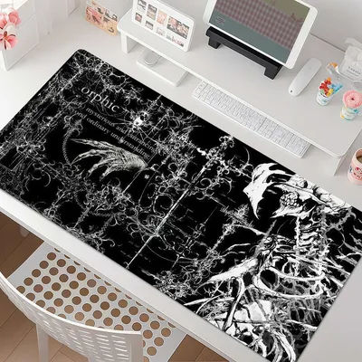 Tapis de souris Art Black White Sigilism, antidérapant, bord en caoutchouc, épaissi, pour ordinateur portable, tapis de bureau pour jeux