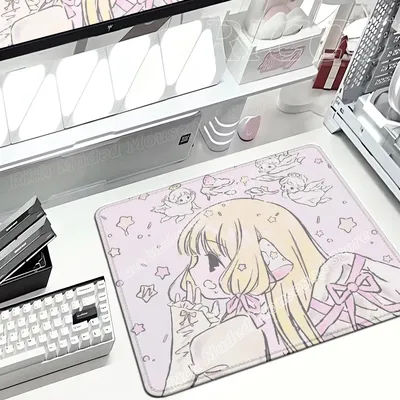 Tapis de souris rose mignon pour fille, tapis de bureau de dessin animé C-Chobits Chii, tapis de souris pour ordinateur portable, accessoires pour PC, tapis de souris étendu pour ordinateur