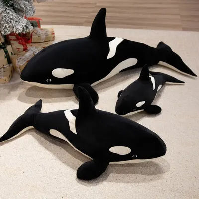 Big Size Orca Killer Whale Plush Toy Soft Fluffy Stuffed Ocean Animal Doll Hugging Orca Plushie Pillow Sofa Bed Home Decor Gifts