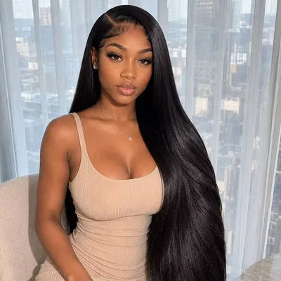 7x6 HD Transparent Lace Front Wig Human Hair Glueless Wear And Go Bone Straight Pre Plucked Baby Hair 200% Density Remy Hair Beginner Friendly Minimal Shed Tangle Free Long Wigs For Women