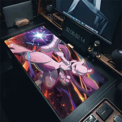 Tapis de souris pour ordinateur portable, grand format XXL, style japonais, Anime, pokemons Mewtwo, tapis de bureau, tapis de clavier pour PC Gamer, accessoires de jeu