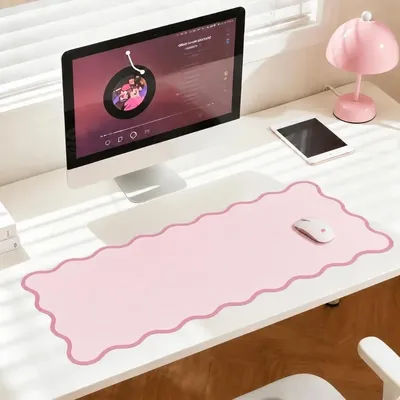 Nouveau tapis de bureau festonné 35x80cm en PU imperméable, tapis de souris et de clavier, adorable et mignon, pour bureau et maison.