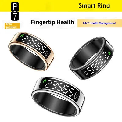 Bague Intelligente P+7 pour Téléphones Android et iOS, Moniteur de Condition Physique, Suivi du Rythme Cardiaque, Anneau Connecté avec Affichage SY01