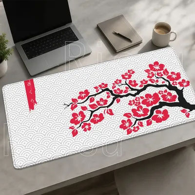 Grand tapis de souris à motif de fleurs de cerisier Sakura, tapis de souris pour jeux PC, accessoires de bureau, tapis de souris Kawaii en caoutchouc, tapis de bureau imprimé HD
