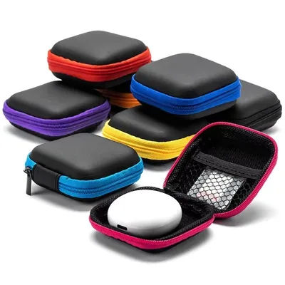 Sac de rangement à fermeture éclair pour écouteurs filaires, câble de données, Mini sac carré Portable pour AirPods, sac à clés, sac à monnaie, étui de protection, 1/3 pièces
