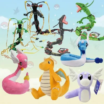 20-68cm Kawaii Anime Original Flash Dragonite Mini Dragon Dragonair Cartoon Soft Plush Doll Throw Pillow Child Birthday Gift