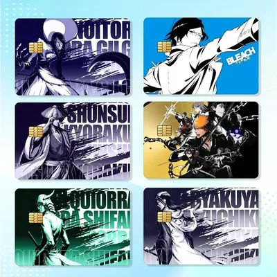 Autocollants imperméables pour cartes de crédit, cartes de débit et cartes de transport, 4 pièces, Anime B-Bleach