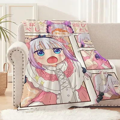 anime Miss k-Kobayashis Dragon Maid Flannel warm comfort soft plush blanket for sofa living room office bedroom travel gift