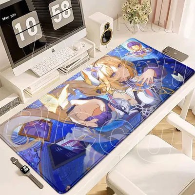 Tapis de souris Game Genshin Impact Nicole Reeyn, accessoires de jeu de bureau, tapis de protection pour clavier, bordure en caoutchouc, tapis de bureau XXL