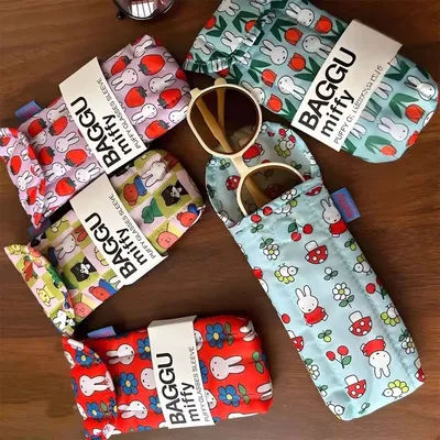 Sac de rangement pour lunettes Kawaii Miffy, sac de protection pour lunettes de soleil mignonnes en forme de lapin, sac de protection pour lunettes de soleil de dessin animé avec attraction magnétique, jouet cadeau