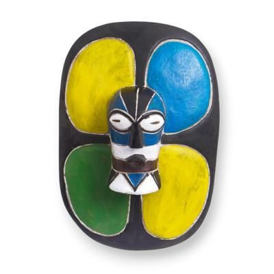 'African Wood Wall Mask with Kinyago-Kipepeo Butterfly Motif'