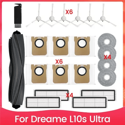 A56T-Accessories Kit For Dreame L10s Ultra Robot Vacuum Cleaner Parts Main Side Brush HEPA Filters Mop Pads Dust Bags