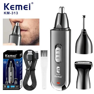 Kemei 3 en 1 rasoir de sourcils tondeuse de nez électrique remplaçable épilateur professionnel oreille Trimer rasoir KM-313