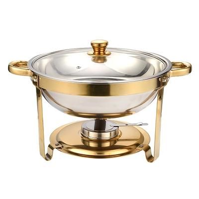 Set di scaldavivande per buffet, 5 litri, confezione da 4, scaldavivande in acciaio inox con 4 vaschette di dimensioni standard, scaldavivande rotondo per catering con coperchio, vaschetta dell'acqua,