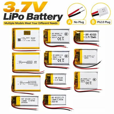Batterie Li-ion polymère rechargeable 3,7 V pour jouets, PS4, humidificateurs, navigation GPS, haut-parleur Bluetooth, MP3, MP4, batterie LiPo