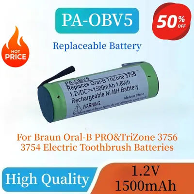 Batterie Ni-MH Rechargeable 1.2V 1500mAh PA-OBV5, pour brosse à dents électrique Braun oral-b PRO & TriZone 3756 3754, flambant neuf