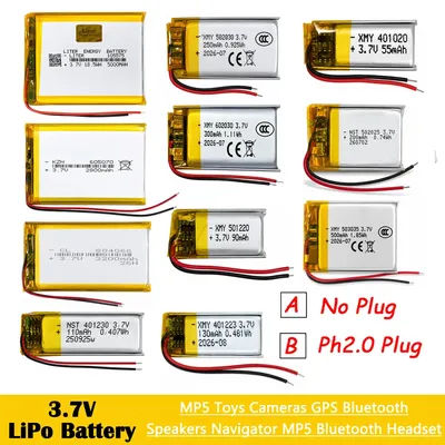 Batterie Lipo 3,7V rechargeable au lithium-ion 3,7V pour PS4, humidificateurs, navigation GPS, haut-parleur Bluetooth, lecteur MP3, MP4, jouets