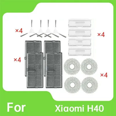 B28B 16 Pcs Replacement Parts Kit for H40 Robot Vacuum Side Brush Mop Filter Dust Bag Accessories