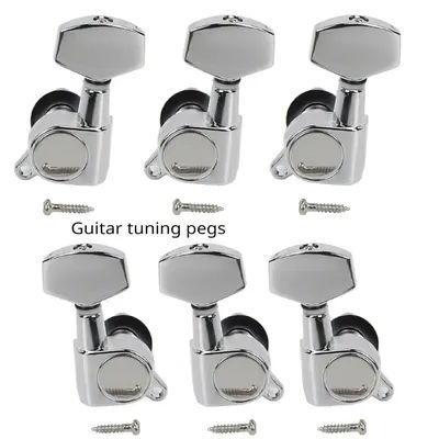 B72ABG – jeu de 6 chevilles d'accordage chromées/noires pour guitare acoustique, 3L3R, pour guitares électriques B