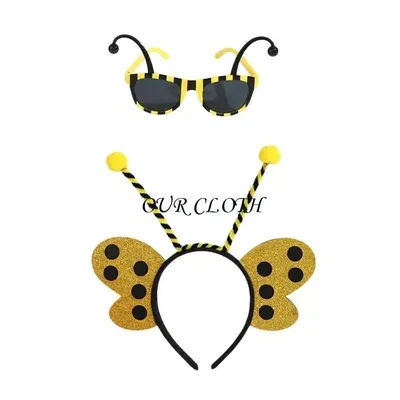 2Pieces Bumble Bees Costume for Kids Adult Angel Wand Antenna Sunglasses Bees Headband Halloween Party Cosplay Props Y1AC
