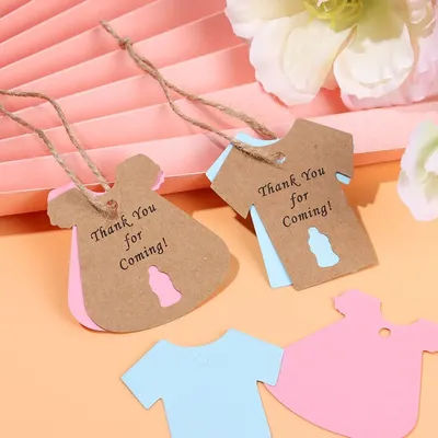 50PCS Thank You For Coming Baby Shower Hanging Tags Feeding Bottle Feet Pattern Packing Labels Christening Party Supplies Gift
