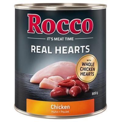 24x800g Chicken with whole Chicken Hearts Real Hearts Rocco Wet Dog Food