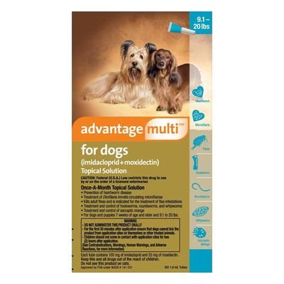 Advantage Multi for Medium Dogs 9.1-20 Lbs (Aqua) 6 Doses