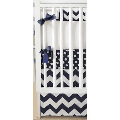 New Arrivals Zig Zag Navy 3 Piece Baby Crib Bedding Set