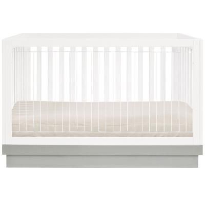 Babyletto Harlow 3-in-1 Convertible Crib In White Finish, Grey Base and Acrylic Slats
