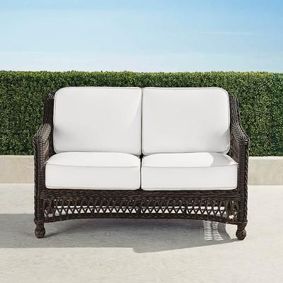 Hampton Loveseat in Black Walnut Wicker - Standard, Rain Natural - Frontgate