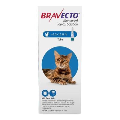 Bravecto Spot-On For Medium Cats 6.2-13.8 Lbs (Blue) 250 Mg 1 Pack