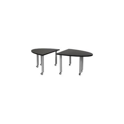 Set of 2 Half Oval Mobile Modular Conference Tables