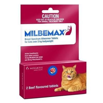 Milbemax For Large Cats More Than 4.4-17.6lbs 2 Tablets