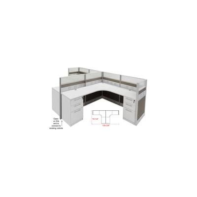 12'W x 6'D x 48"H Premium Series Complete 2-Person L-Shaped Longitudinal Add-On Office Cu