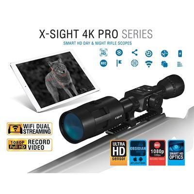 Atn X-Sight 4k Pro 3-14x Smart Day/Night Rifle Scope - X-Sight 4k Pro 3-14x Smart Day/Night Scope Bl