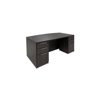 Charcoal Bow Front Conference Desk w/6 Drawers