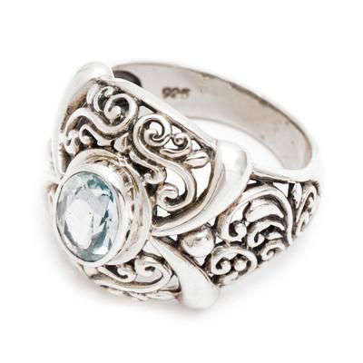 'Heavenly Garden' - Hand Made Sterling Silver and Blue Topaz Ring