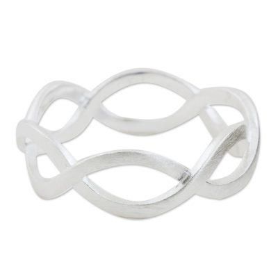 In a Relationship,'Thai Artisan Crafted Brushed Silver Band Ring'
