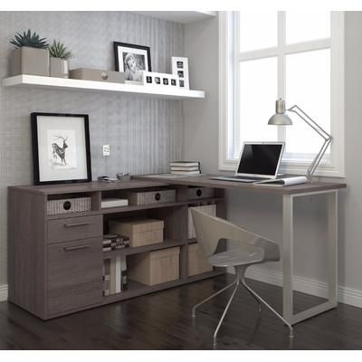 Solay L-Shaped Desk in Bark Gray - Bestar 29420-47