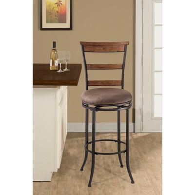 Hillsdale Furniture Charleston Metal Ladder Back Bar height Swivel Stool, Dark Gray - 4670-832