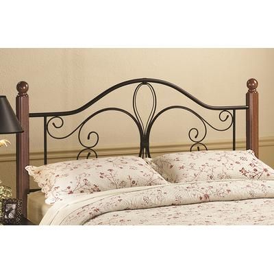 Hillsdale Furniture Milwaukee Full/Queen Metal Headboard with Cherry Wood Posts, Textured Black - 1422HFQP