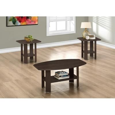 Table Set / 3Pcs Set / Coffee / End / Side / Accent / Living Room / Laminate / Brown / Transitional - Monarch Specialties I 7924P