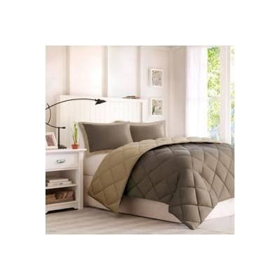 Madison Park Essentials Larkspur Twin/Twin XL Reversible Down Alternative 3M Scotchgard Comforter Mini Set in Brown - Olliix BASI10-0195