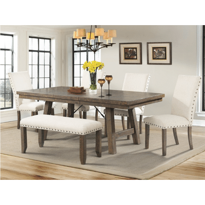 Dex 6PC Dining Set-Table, 4 Upholstered Side Chairs & Bench - Picket House Furnishings DJX100SB6PC