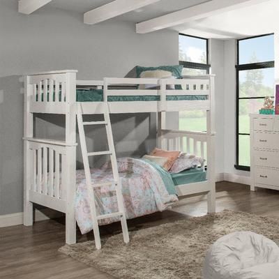 Highlands Harper Twin Over Twin Bunk Bed in White Wood - Hillsdale 12051N