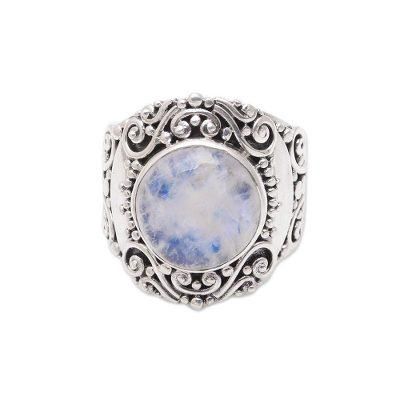 Nighttime Garden,'Rainbow Moonstone Cocktail Ring from Bali'